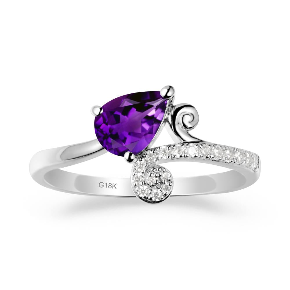 Vine Amethyst Bypass Ring - LUO Jewelry #metal_18k white gold