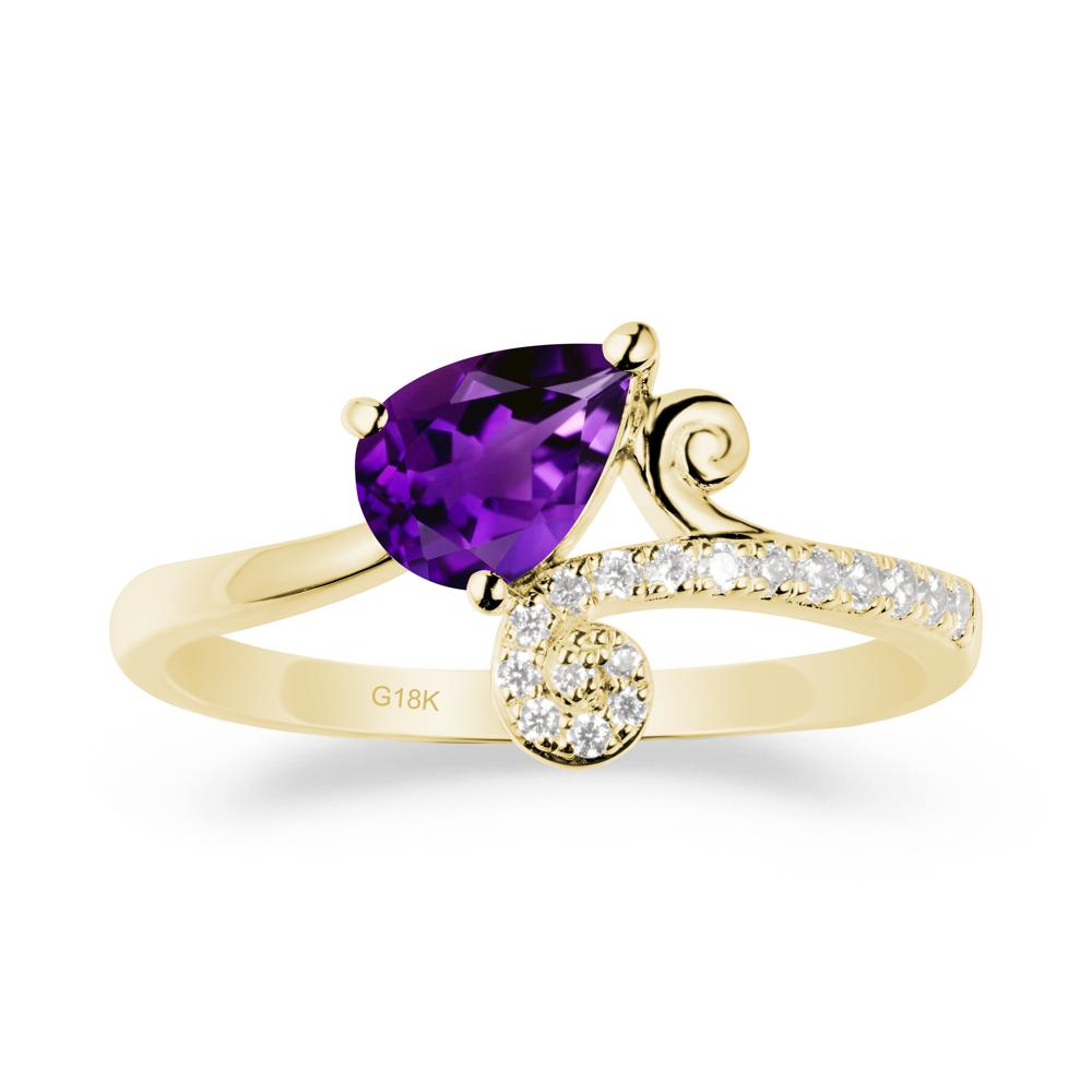Vine Amethyst Bypass Ring - LUO Jewelry #metal_18k yellow gold