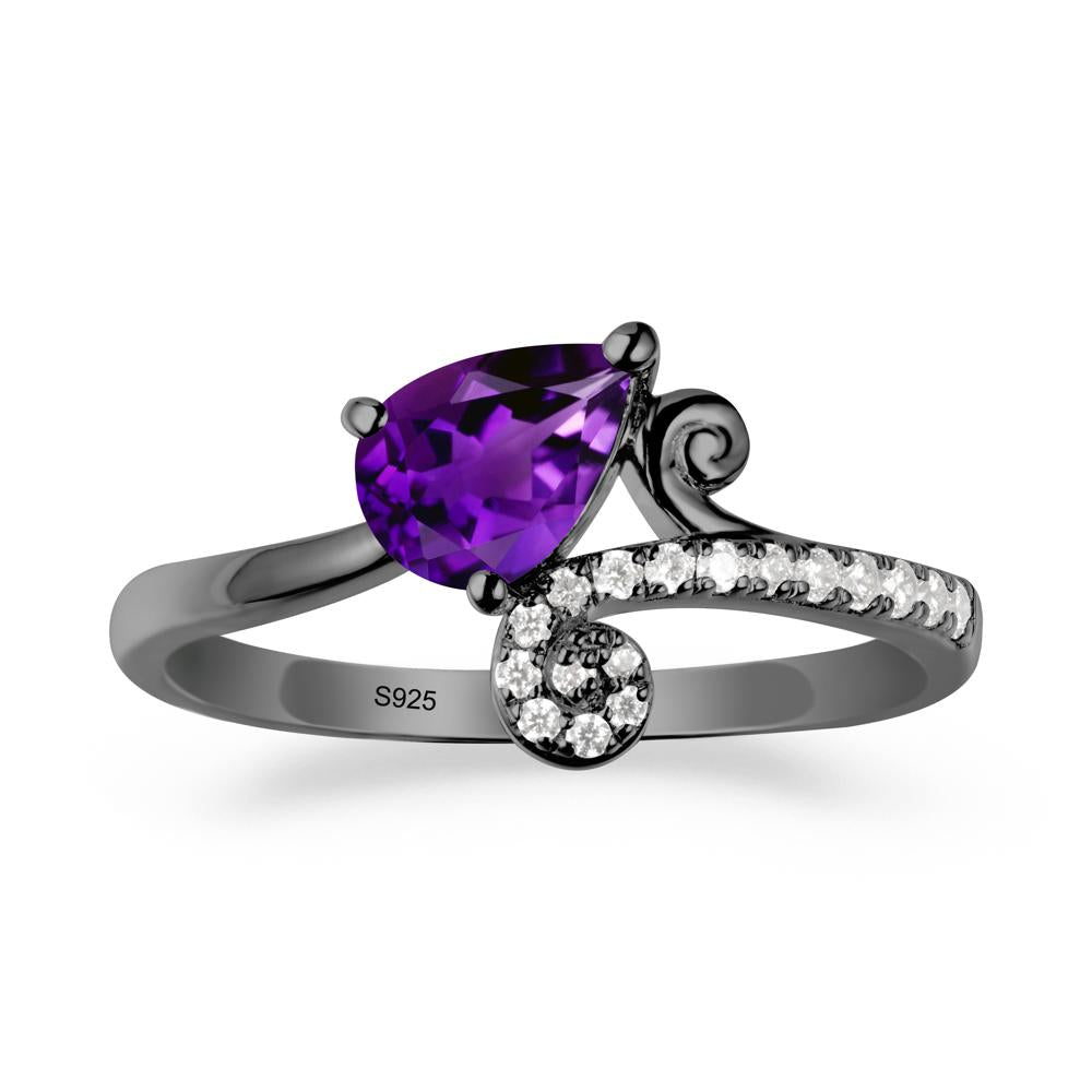 Vine Amethyst Bypass Ring - LUO Jewelry #metal_black finish sterling silver