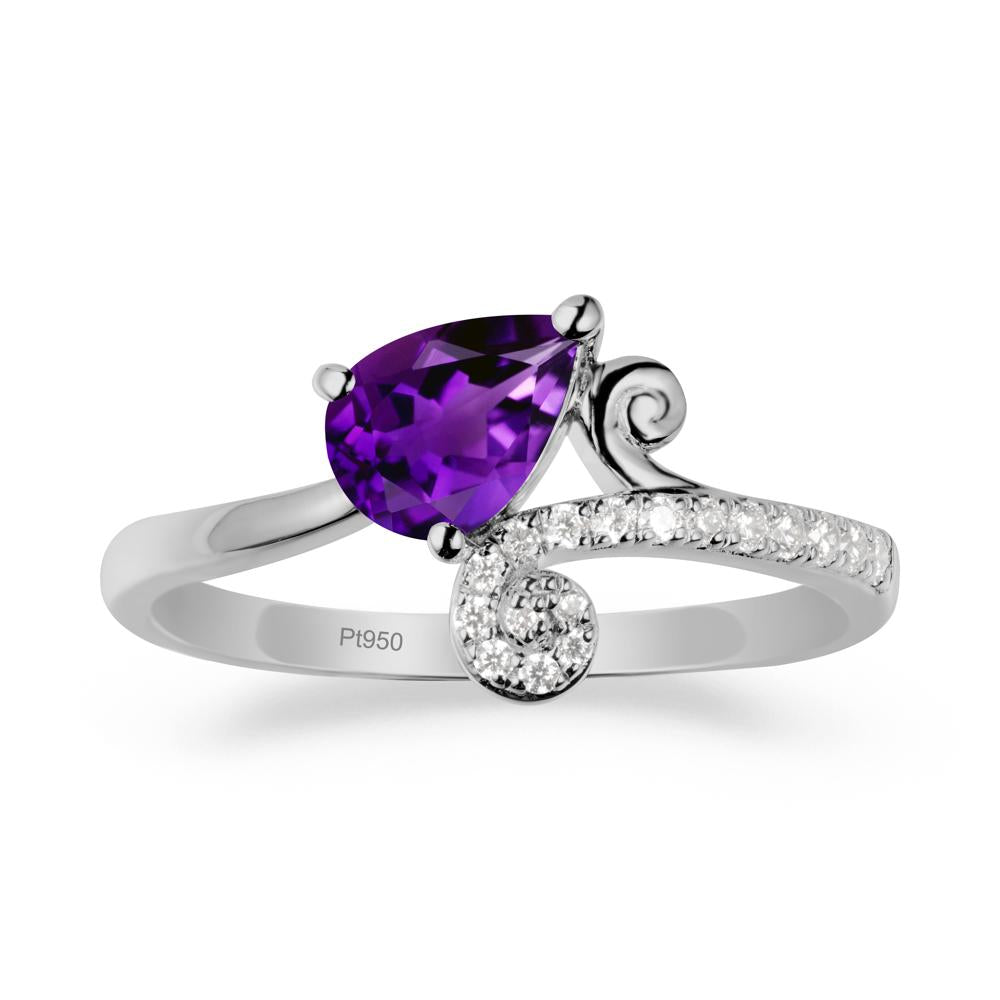 Vine Amethyst Bypass Ring - LUO Jewelry #metal_platinum