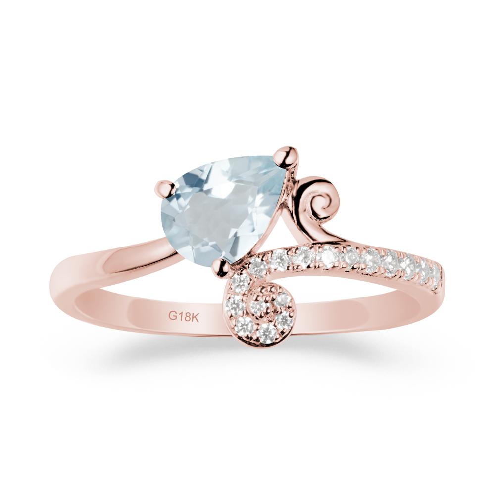 Bypass Teardrop Aquamarine Ring - LUO Jewelry #metal_18k rose gold