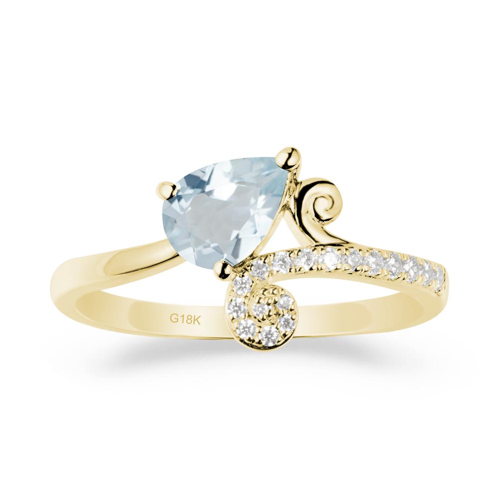 Bypass Teardrop Aquamarine Ring - LUO Jewelry #metal_18k yellow gold