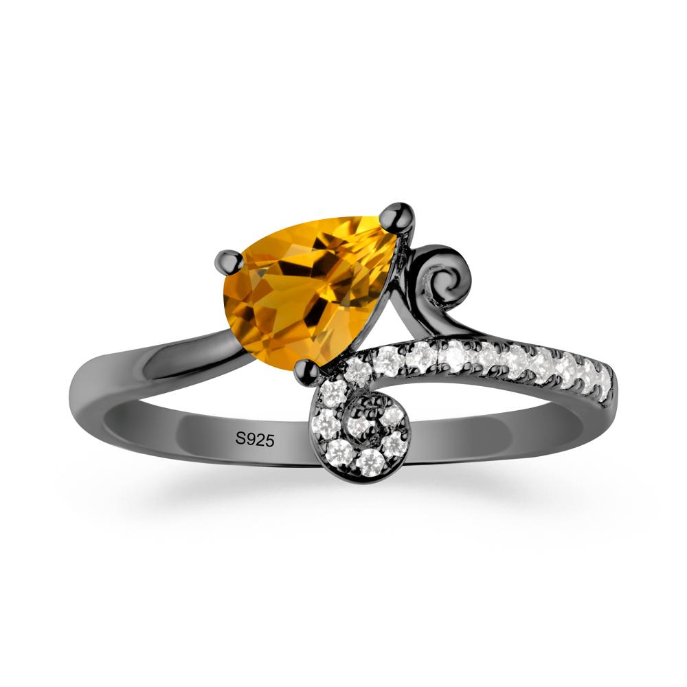 Bypass Teardrop Citrine Ring - LUO Jewelry #metal_black finish sterling silver