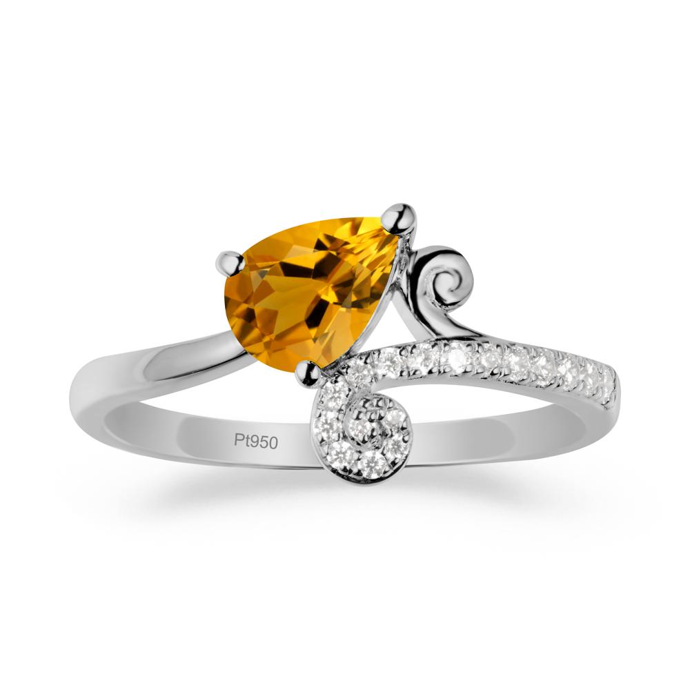 Bypass Teardrop Citrine Ring - LUO Jewelry #metal_platinum