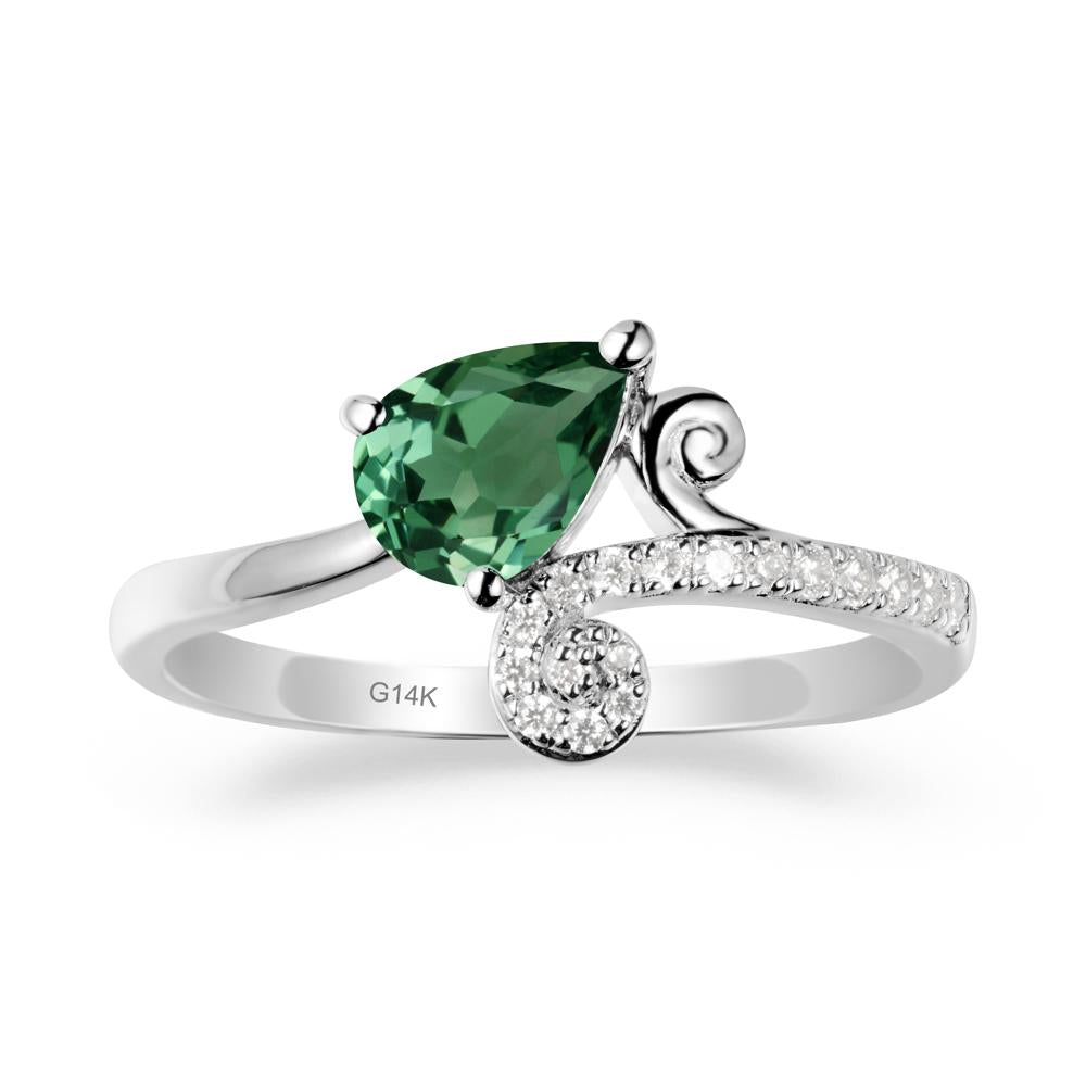 Vine Green Sapphire Bypass Ring - LUO Jewelry #metal_14k white gold