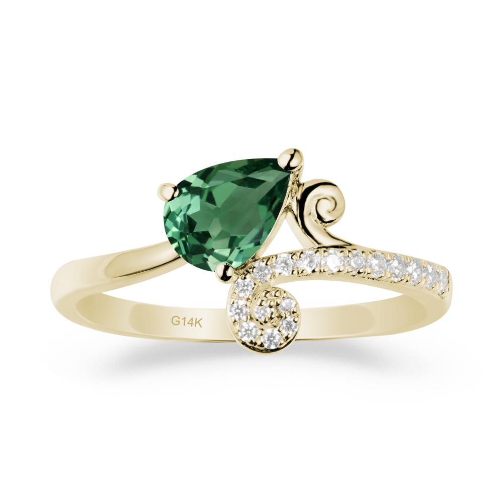 Vine Green Sapphire Bypass Ring - LUO Jewelry #metal_14k yellow gold