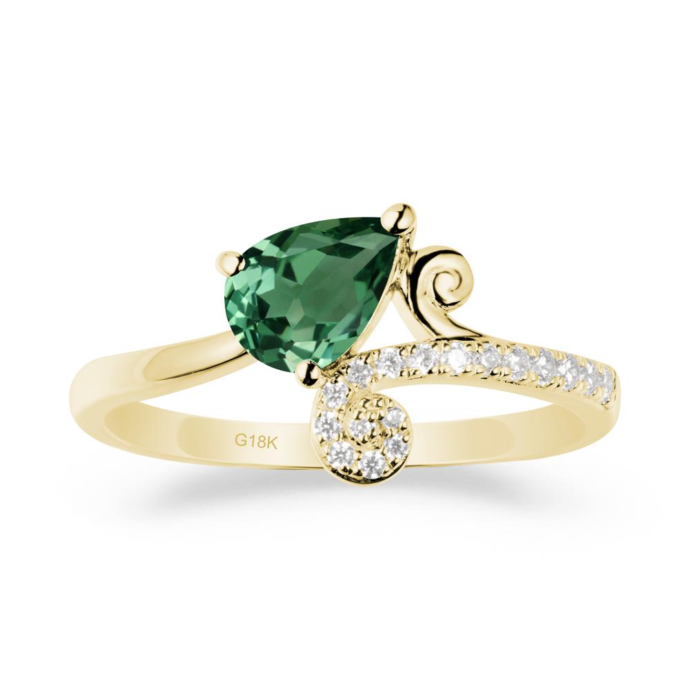 Vine Green Sapphire Bypass Ring - LUO Jewelry #metal_18k yellow gold