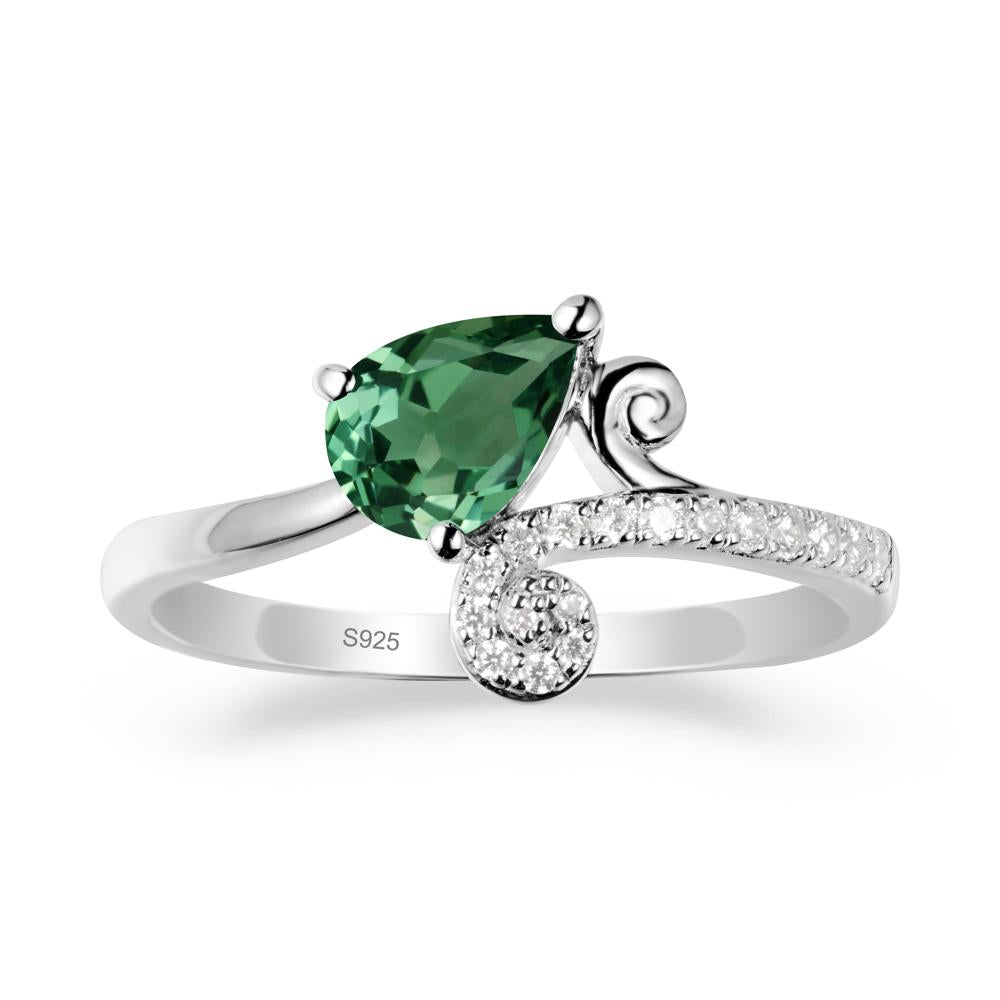 Vine Green Sapphire Bypass Ring - LUO Jewelry #metal_sterling silver