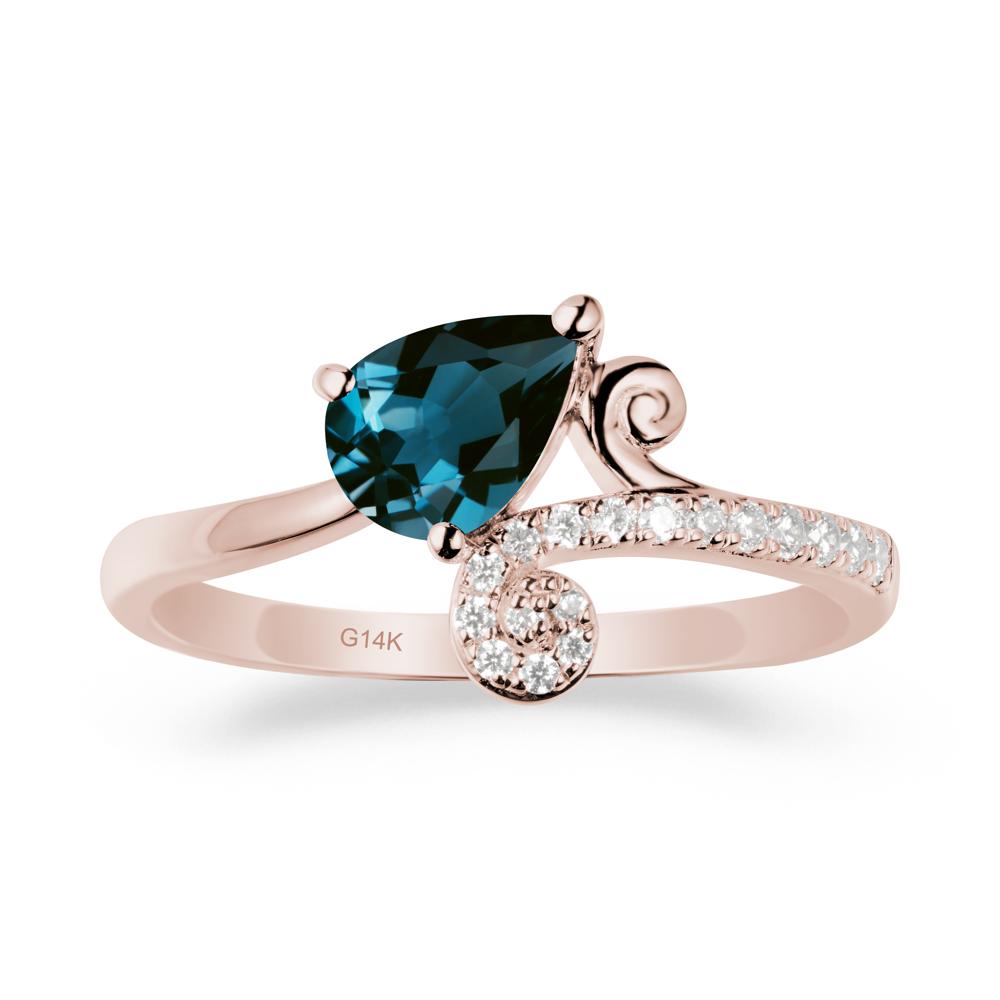 Teardrop London Blue Topaz Swirl Ring - LUO Jewelry #metal_14k rose gold