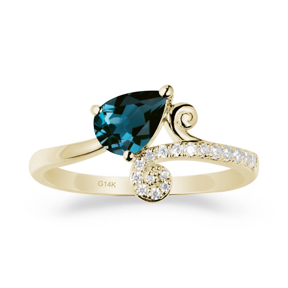 Teardrop London Blue Topaz Swirl Ring - LUO Jewelry #metal_14k yellow gold