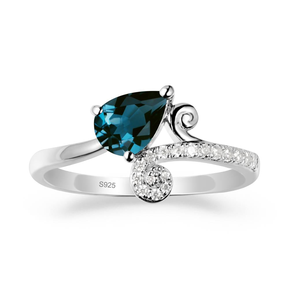 Teardrop London Blue Topaz Swirl Ring - LUO Jewelry #metal_sterling silver
