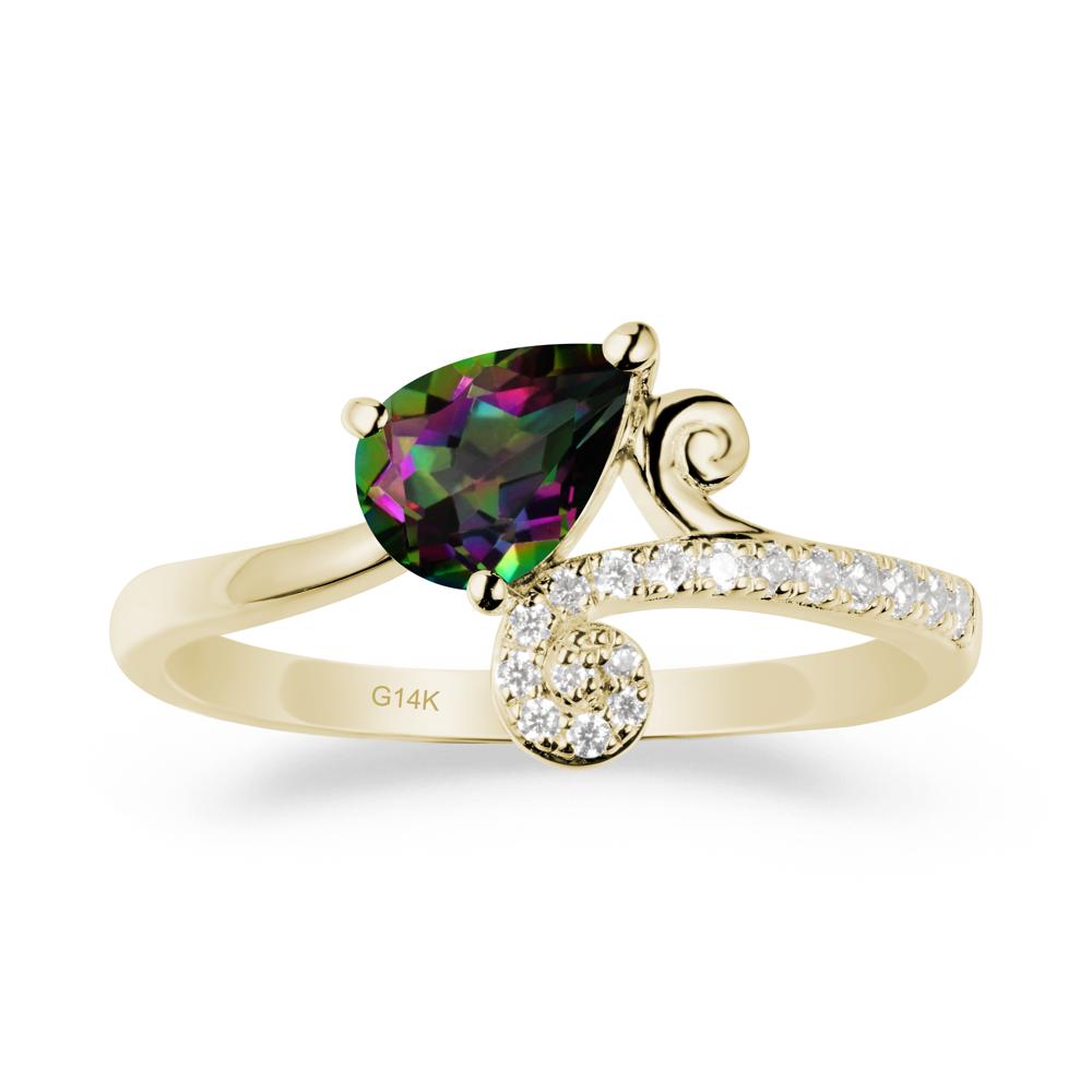Teardrop Mystic Topaz Swirl Ring - LUO Jewelry #metal_14k yellow gold