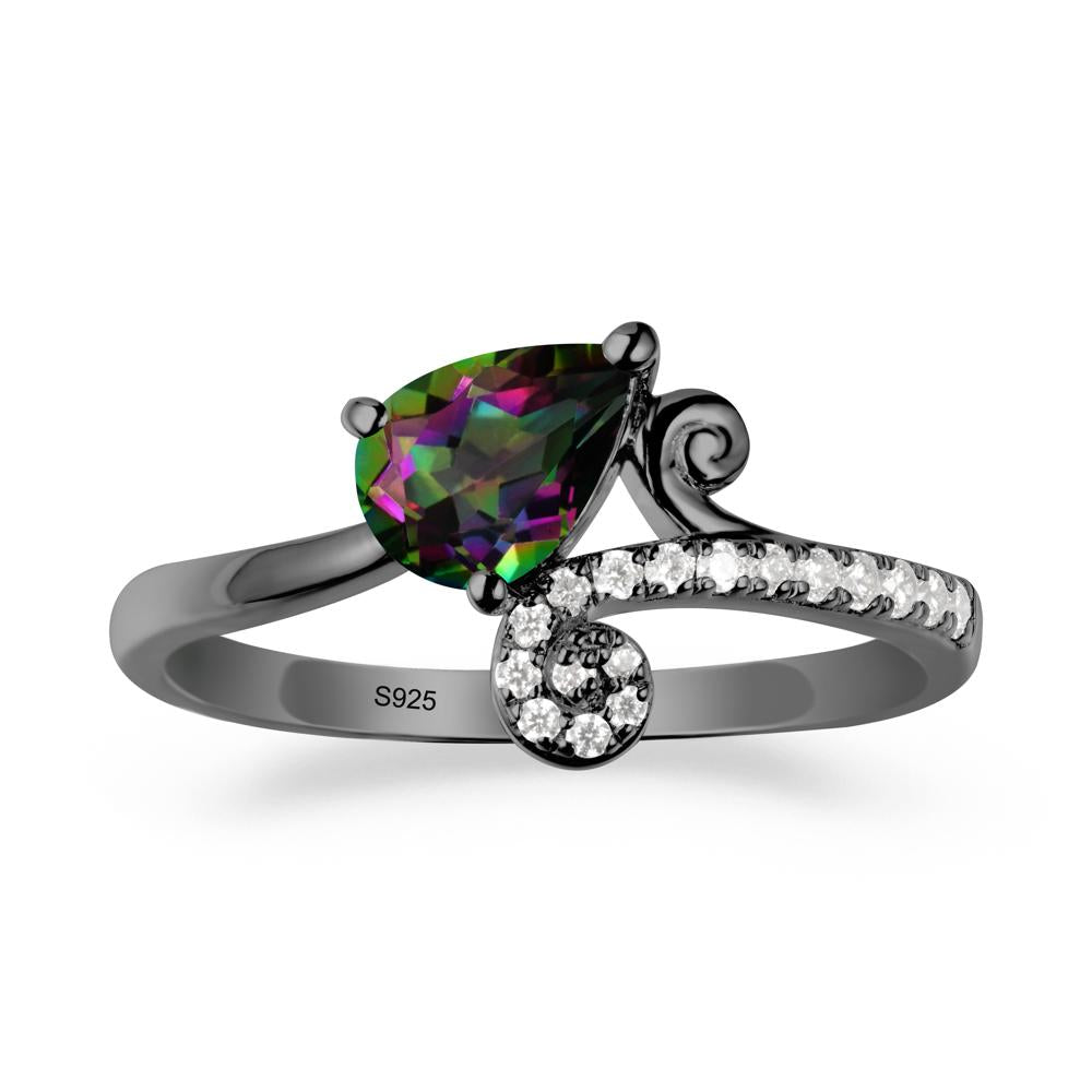 Teardrop Mystic Topaz Swirl Ring - LUO Jewelry #metal_black finish sterling silver