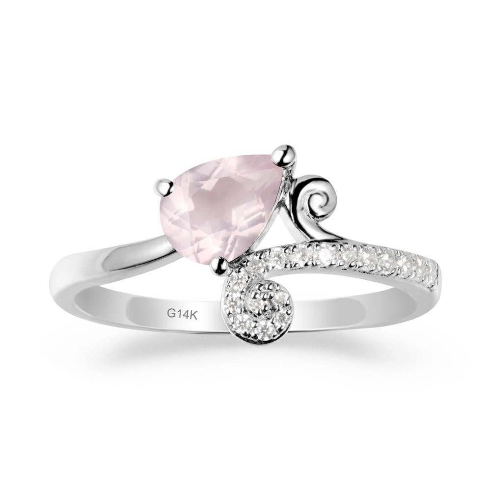 Teardrop Rose Quartz Swirl Ring - LUO Jewelry #metal_14k white gold