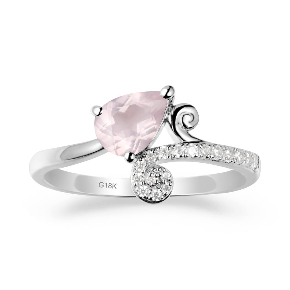 Teardrop Rose Quartz Swirl Ring - LUO Jewelry #metal_18k white gold