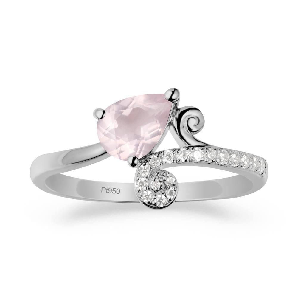 Teardrop Rose Quartz Swirl Ring - LUO Jewelry #metal_platinum
