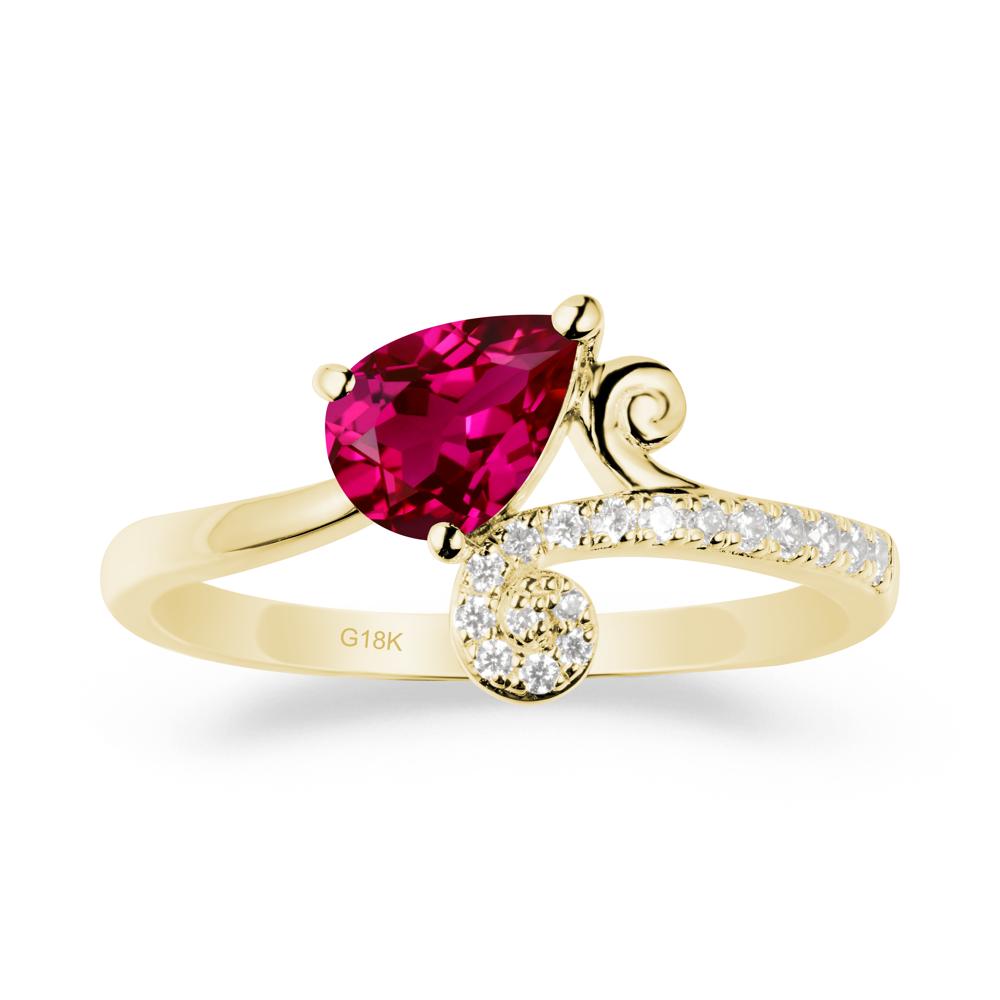 Vine Ruby Bypass Ring - LUO Jewelry #metal_18k yellow gold