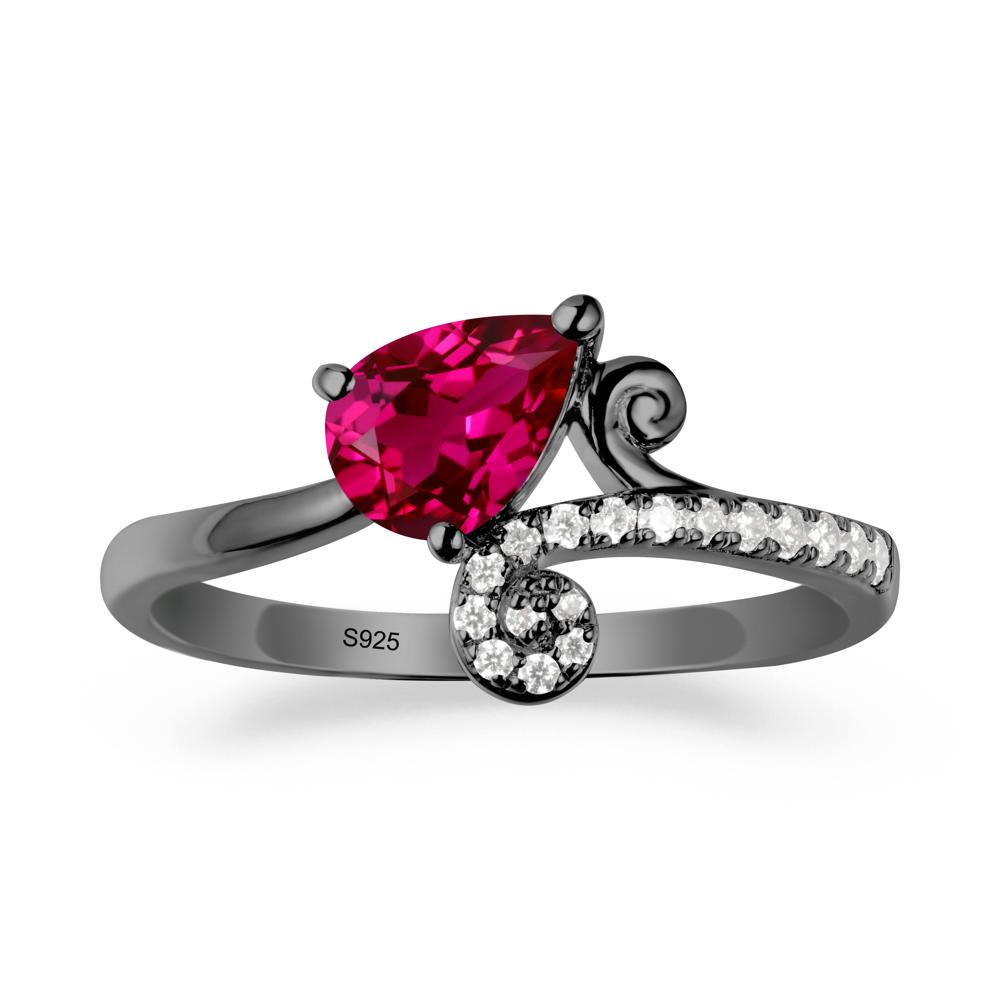 Vine Ruby Bypass Ring - LUO Jewelry #metal_black finish sterling silver