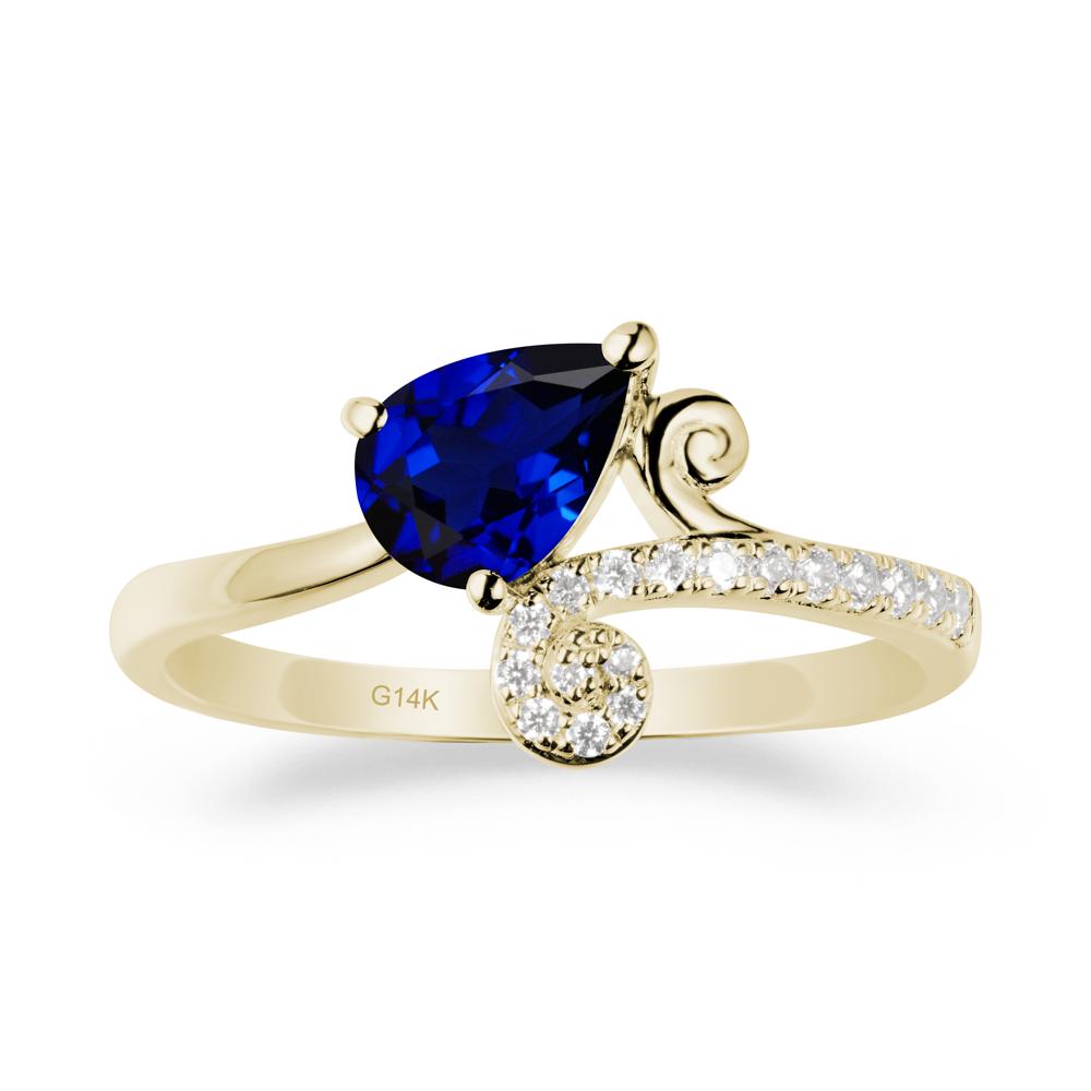 Bypass Teardrop Sapphire Ring - LUO Jewelry #metal_14k yellow gold