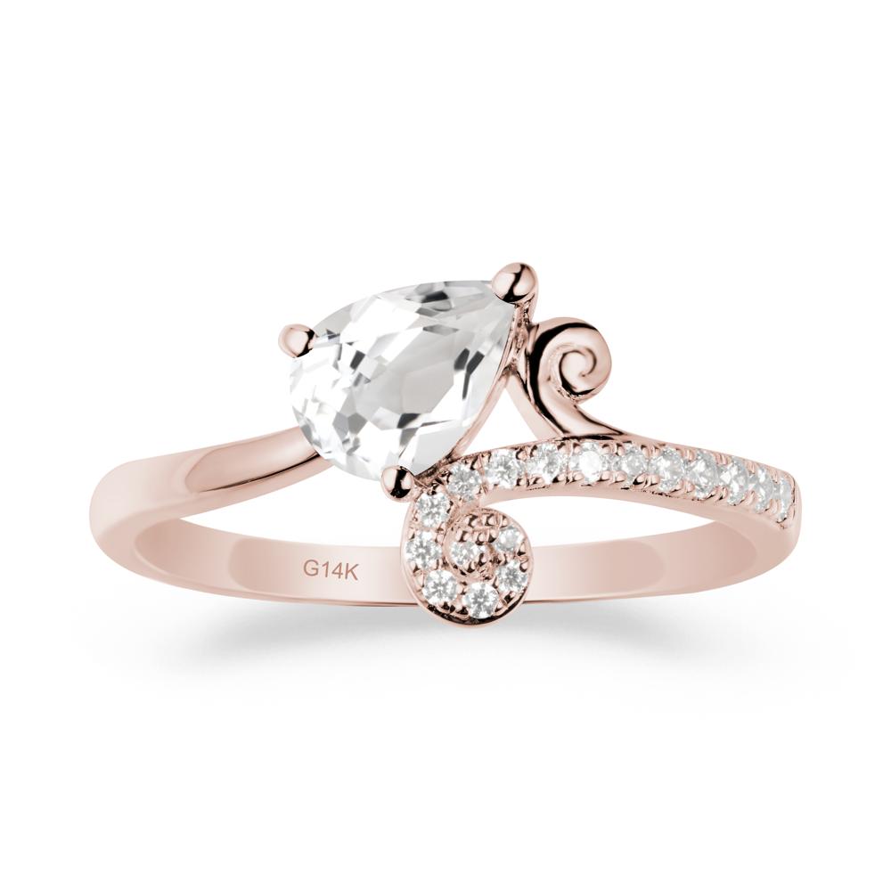 Bypass Teardrop White Topaz Ring - LUO Jewelry #metal_14k rose gold