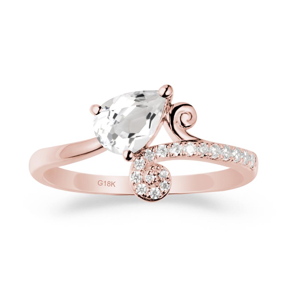 Bypass Teardrop White Topaz Ring - LUO Jewelry #metal_18k rose gold