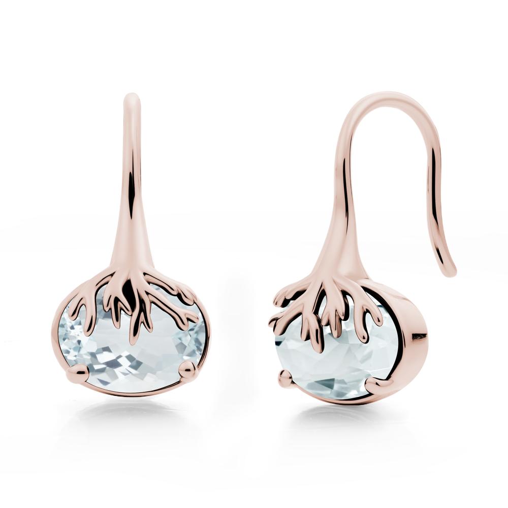 Tree Root Inspired Aquamarine French Hook Earrings - LUO Jewelry #metal_14k rose gold