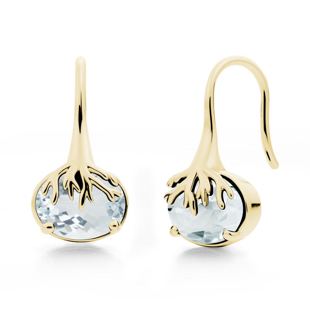 Tree Root Inspired Aquamarine French Hook Earrings - LUO Jewelry #metal_18k yellow gold