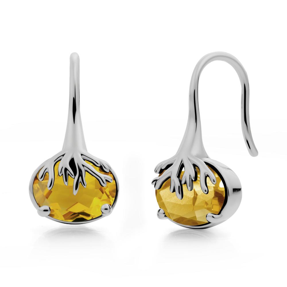 Tree Root Inspired Citrine French Hook Earrings - LUO Jewelry #metal_platinum