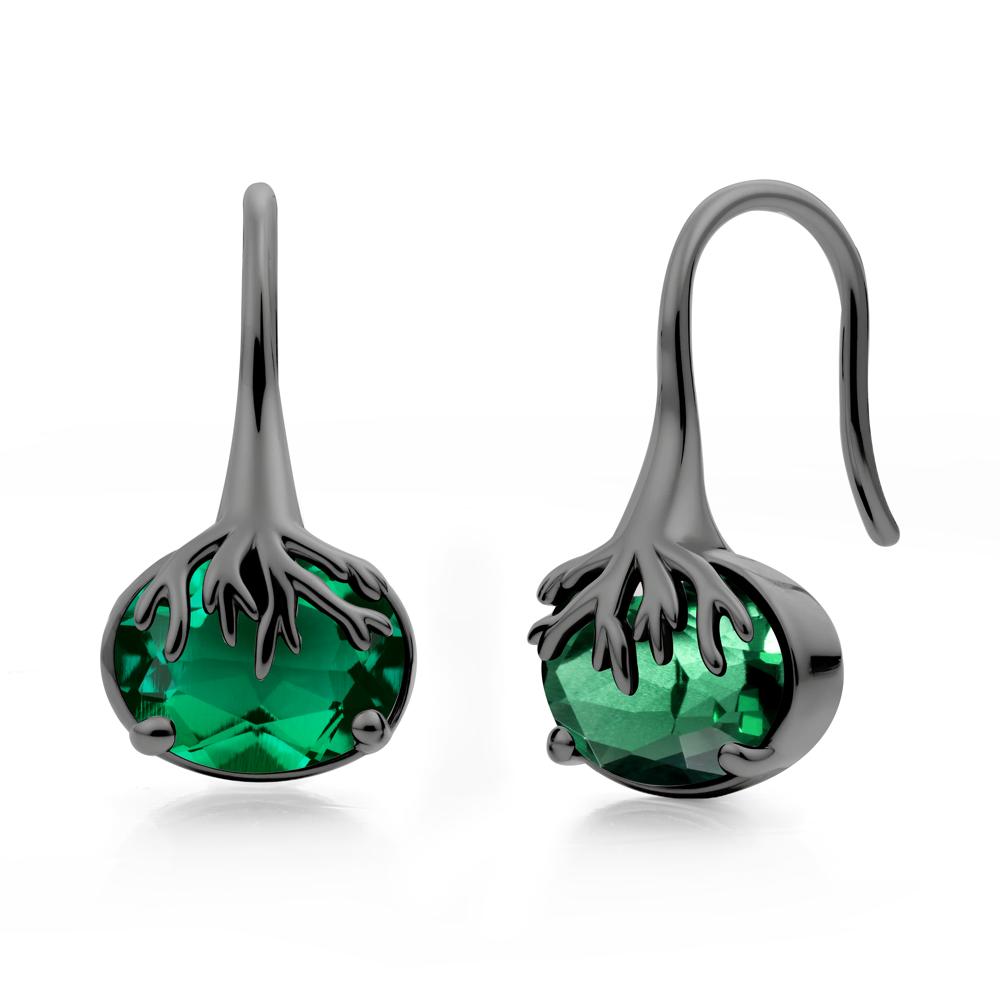 Oval Emerald French Hook Earrings - LUO Jewelry #metal_black finish sterling silver
