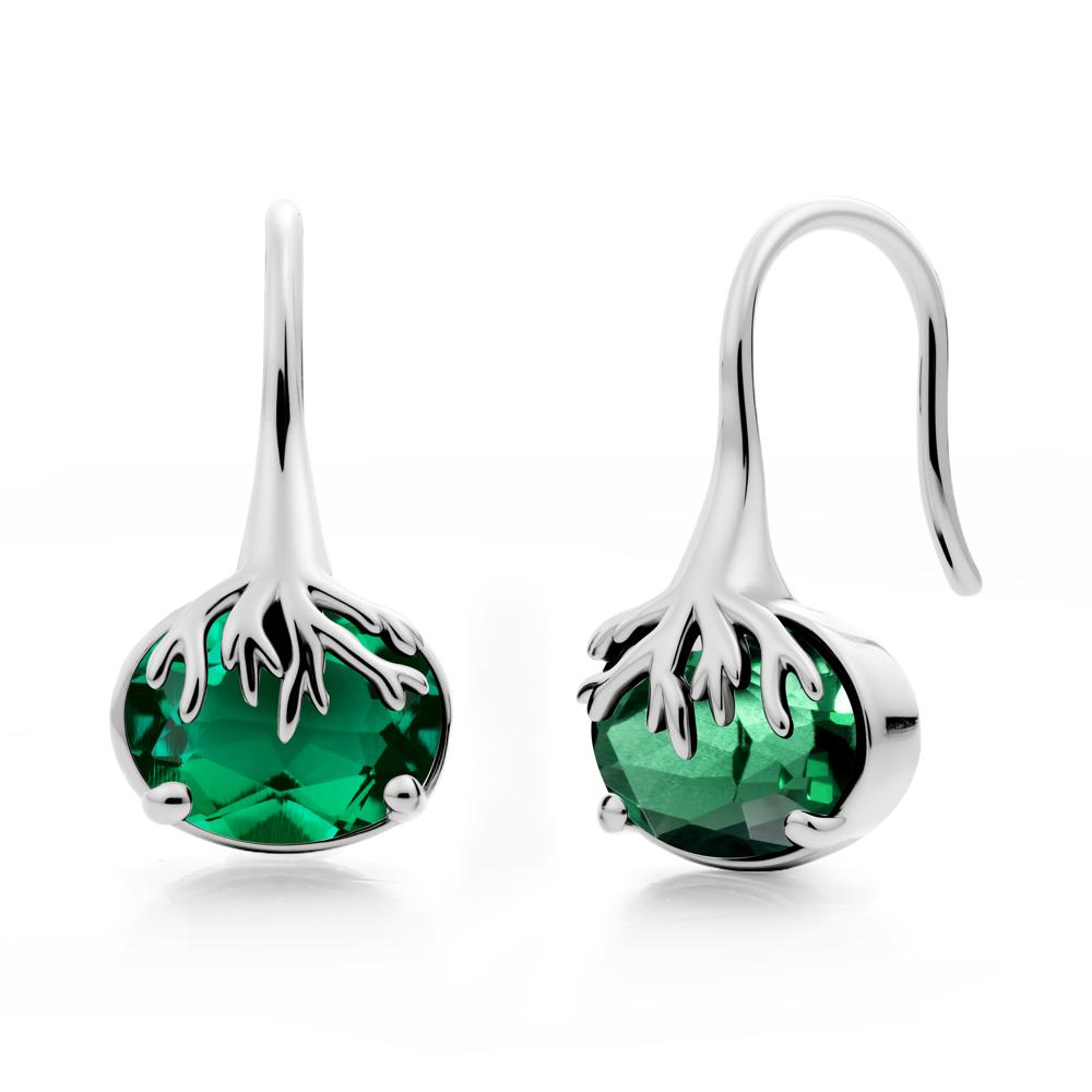 Oval Emerald French Hook Earrings - LUO Jewelry #metal_sterling silver