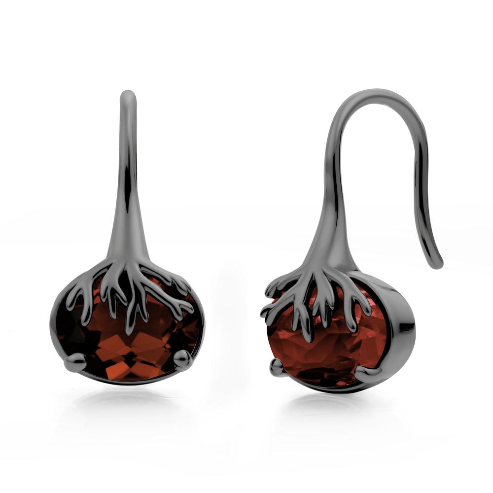 Tree Root Inspired Garnet French Hook Earrings - LUO Jewelry #metal_black finish sterling silver