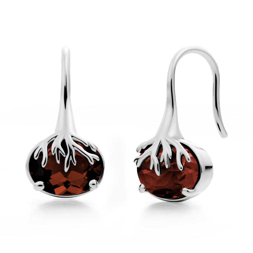 Tree Root Inspired Garnet French Hook Earrings - LUO Jewelry #metal_sterling silver