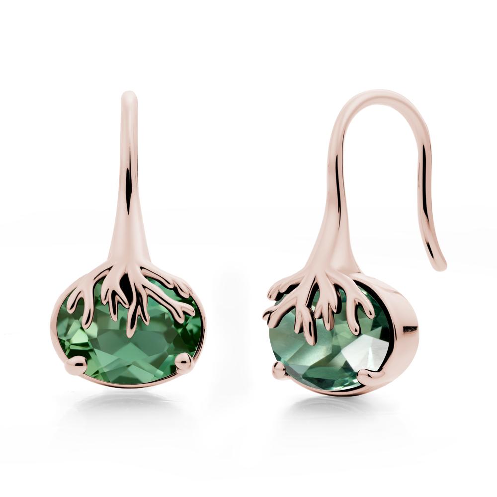 Oval Green Sapphire French Hook Earrings - LUO Jewelry #metal_14k rose gold