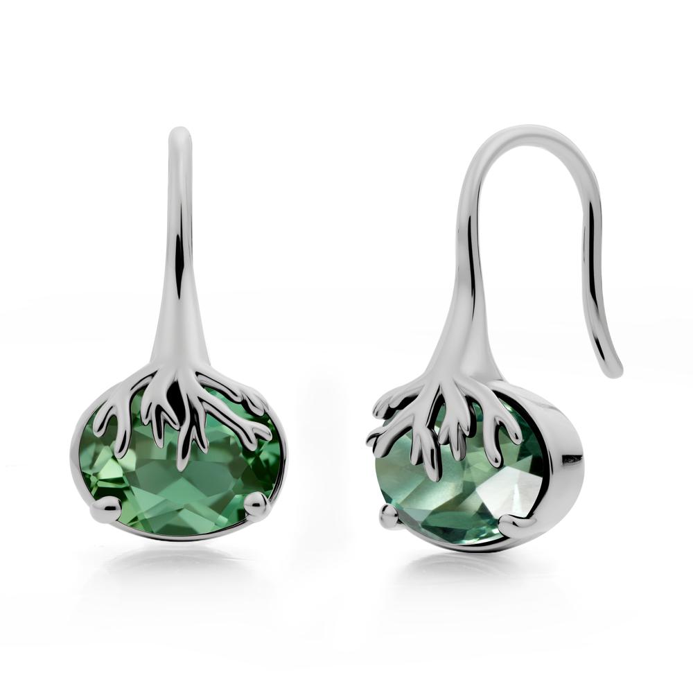 Oval Green Sapphire French Hook Earrings - LUO Jewelry #metal_platinum