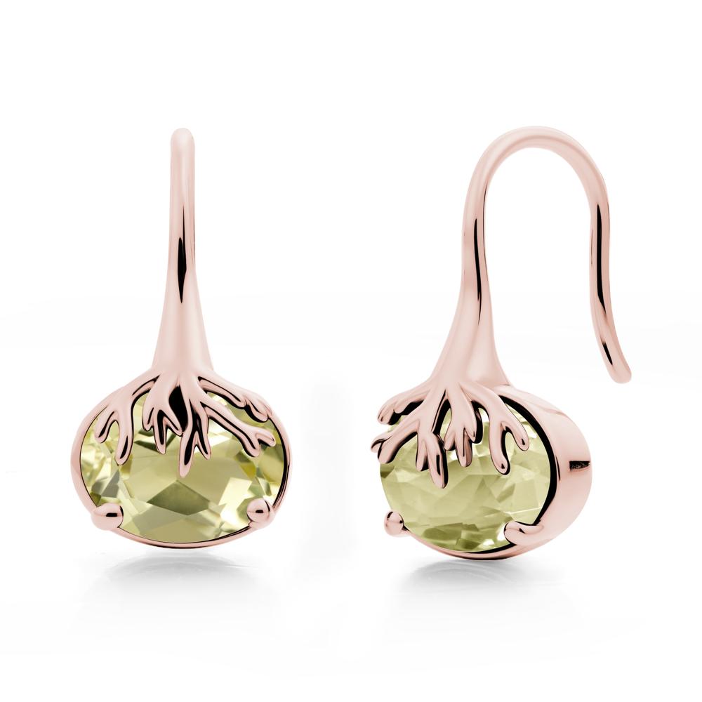 Oval Lemon Quartz French Hook Earrings - LUO Jewelry #metal_18k rose gold