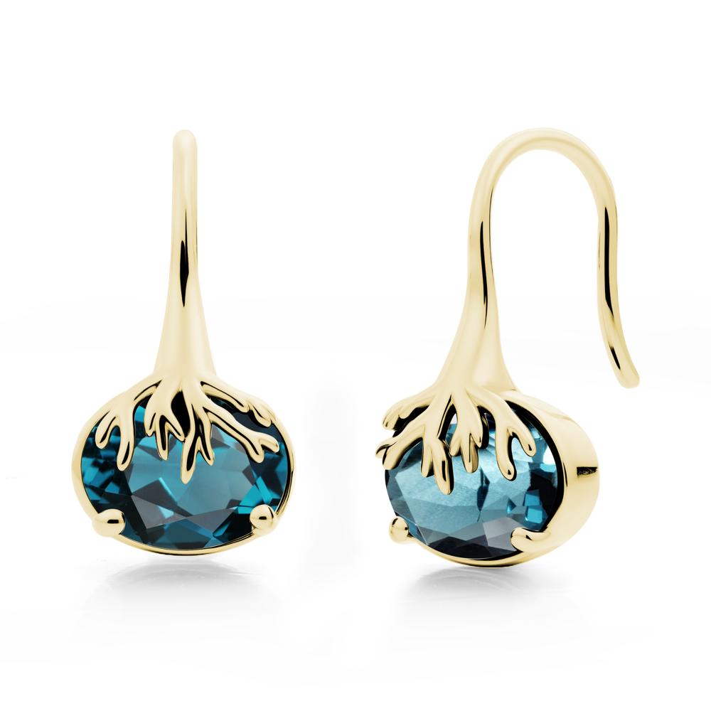 Nature Inspired Oval London Blue Topaz Earrings - LUO Jewelry #metal_18k yellow gold