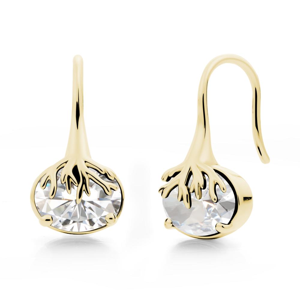 Nature Inspired Oval Moissanite Earrings - LUO Jewelry #metal_18k yellow gold