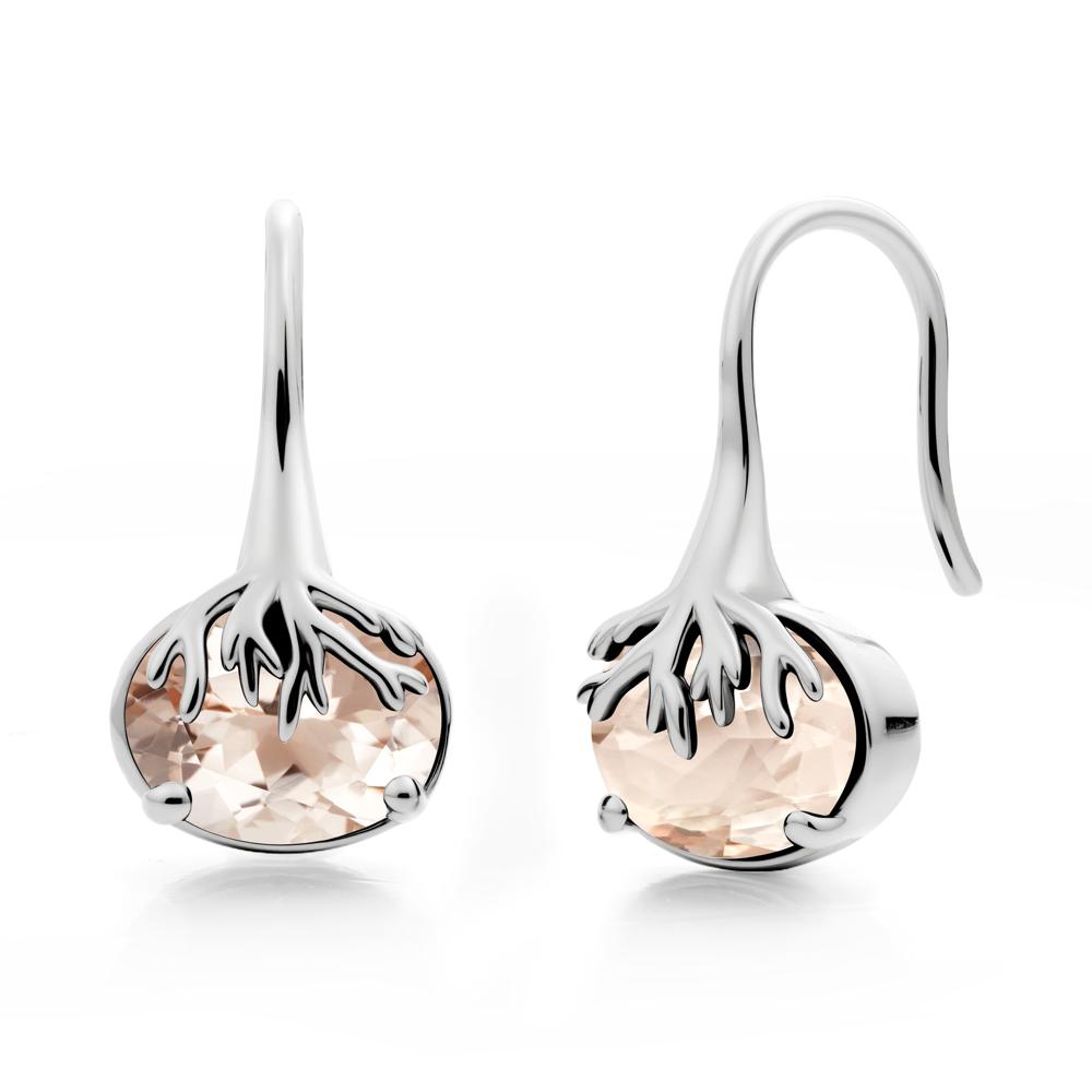 Oval Morganite French Hook Earrings - LUO Jewelry #metal_18k white gold