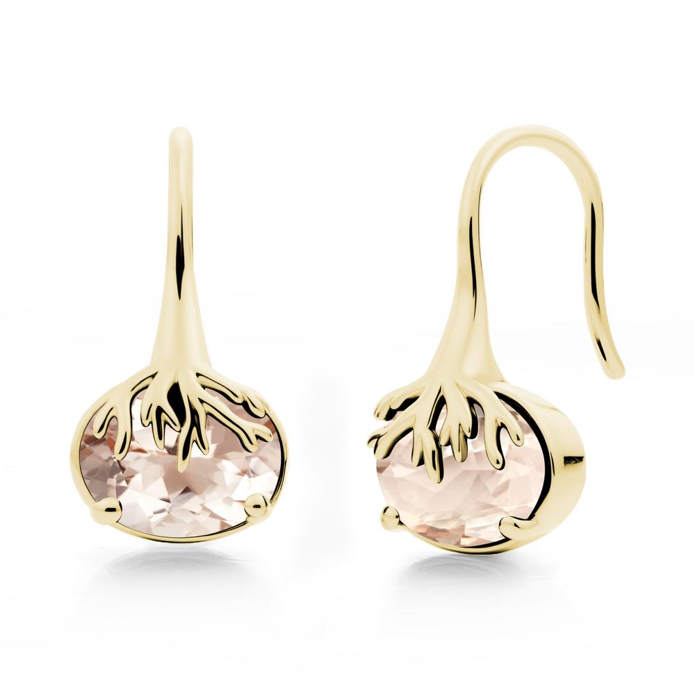 Oval Morganite French Hook Earrings - LUO Jewelry #metal_18k yellow gold