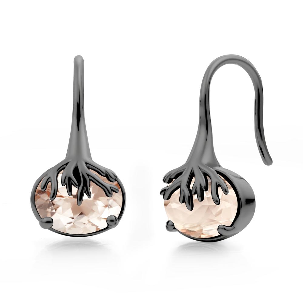 Oval Morganite French Hook Earrings - LUO Jewelry #metal_black finish sterling silver