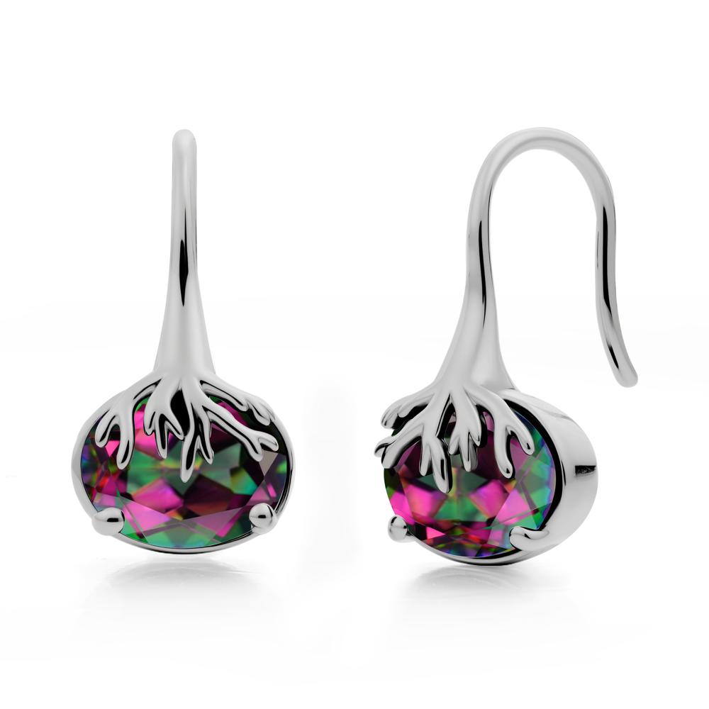 Tree Root Inspired Mystic Topaz French Hook Earrings - LUO Jewelry #metal_platinum