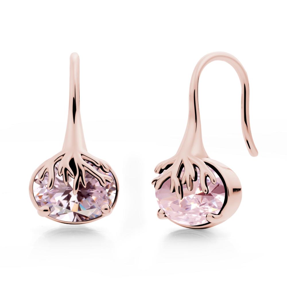 Oval Pink Cubic Zirconia French Hook Earrings - LUO Jewelry #metal_18k rose gold