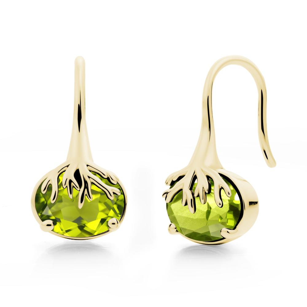 Nature Inspired Oval Peridot Earrings - LUO Jewelry #metal_18k yellow gold