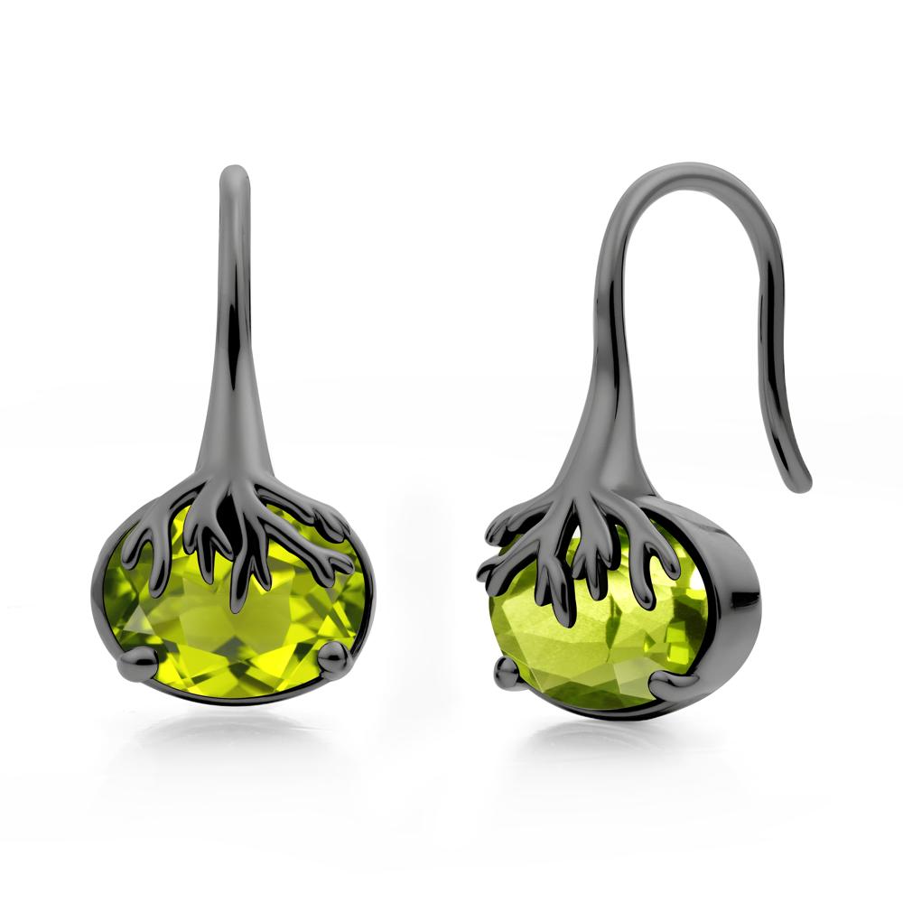 Nature Inspired Oval Peridot Earrings - LUO Jewelry #metal_black finish sterling silver