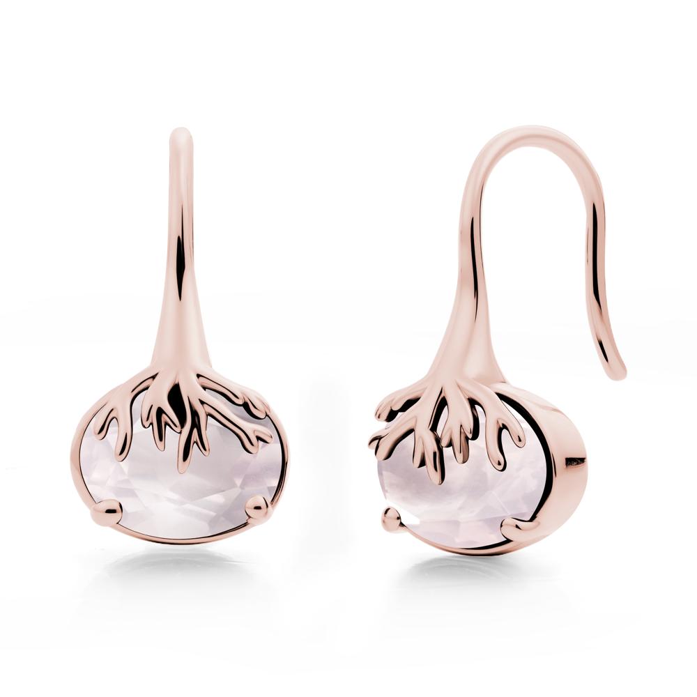 Oval Rose Quartz French Hook Earrings - LUO Jewelry #metal_18k rose gold