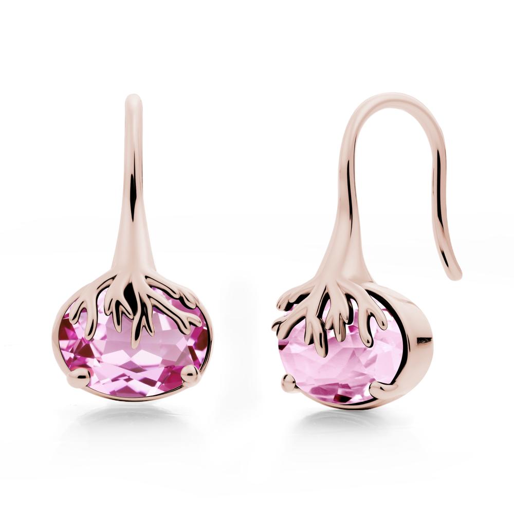 Nature Inspired Oval Pink Sapphire Earrings - LUO Jewelry #metal_14k rose gold
