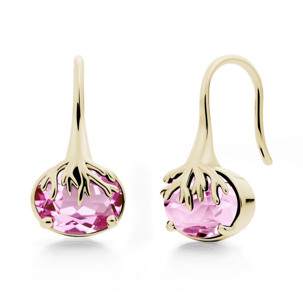 Nature Inspired Oval Pink Sapphire Earrings - LUO Jewelry #metal_14k yellow gold