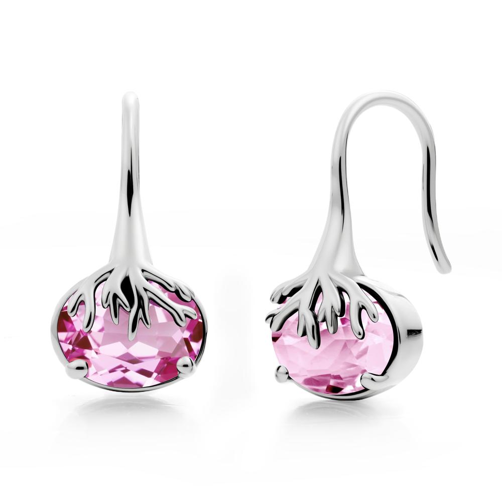 Nature Inspired Oval Pink Sapphire Earrings - LUO Jewelry #metal_18k white gold