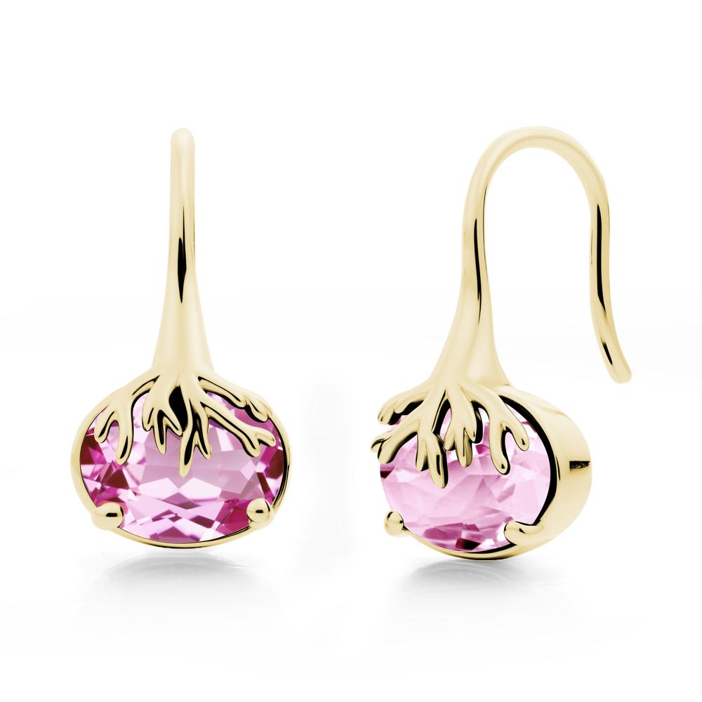 Nature Inspired Oval Pink Sapphire Earrings - LUO Jewelry #metal_18k yellow gold