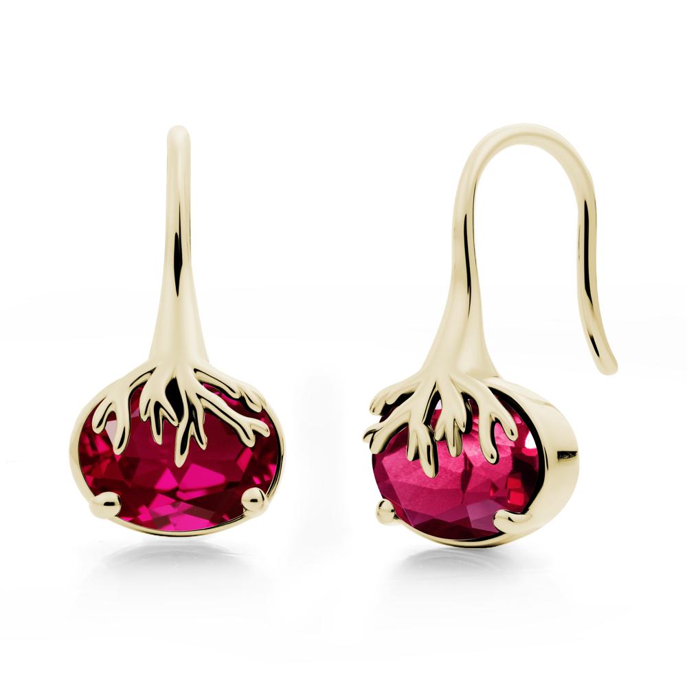 Nature Inspired Oval Ruby Earrings - LUO Jewelry #metal_14k yellow gold